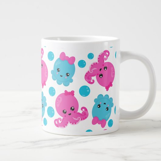 Octopus Pattern, Cute Octopus, Zee Animals Grote Koffiekop (Rechts)