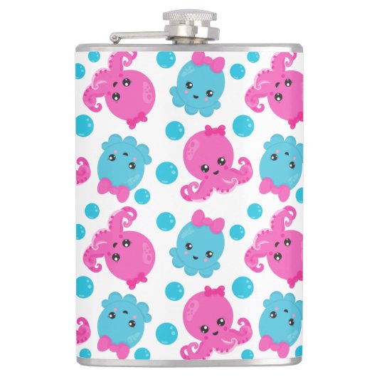 Octopus Pattern, Cute Octopus, Zee Animals Heupfles (Voorkant)