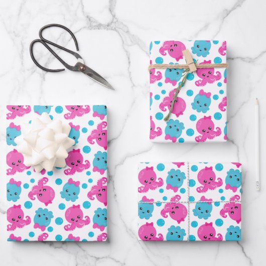 Octopus Pattern, Cute Octopus, Zee Animals Inpakpapier Vel (Voorkant)