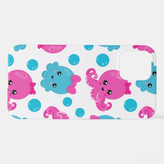 Octopus Pattern, Cute Octopus, Zee Animals iPhone Hoesje (Achterkant horizontaal)