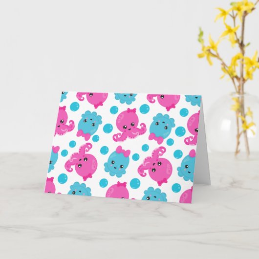 Octopus Pattern, Cute Octopus, Zee Animals Kaart (Gele Bloem)