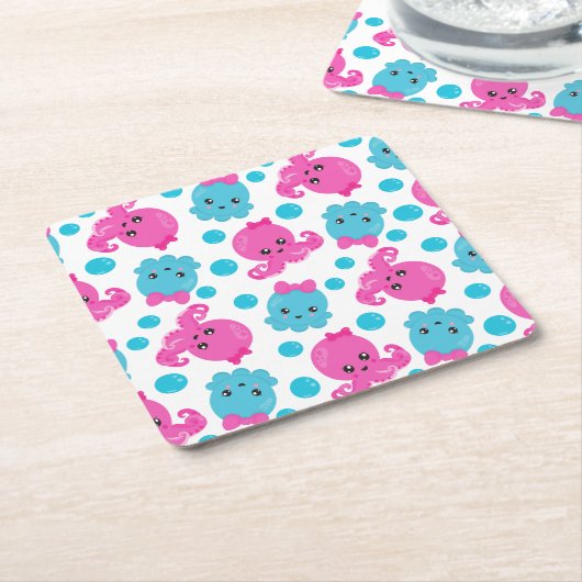 Octopus Pattern, Cute Octopus, Zee Animals Kartonnen Onderzetters (Schuin)