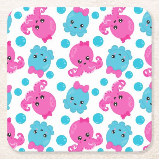 Octopus Pattern, Cute Octopus, Zee Animals Kartonnen Onderzetters (Voorkant)