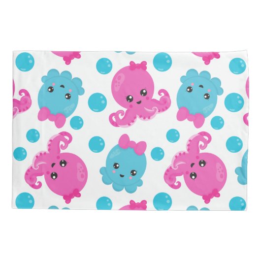 Octopus Pattern, Cute Octopus, Zee Animals Kussensloop (Achterkant)