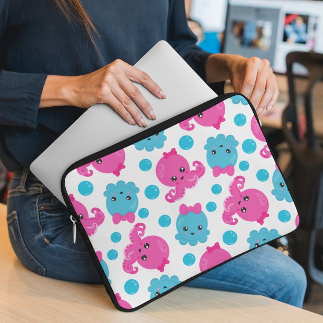 Octopus Pattern, Cute Octopus, Zee Animals Laptop Sleeve (Creator heeft geüpload)