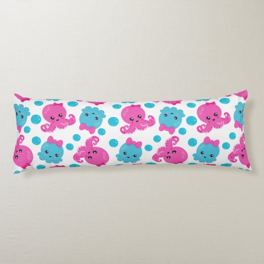 Octopus Pattern, Cute Octopus, Zee Animals Lichaamskussen (Achterkant)