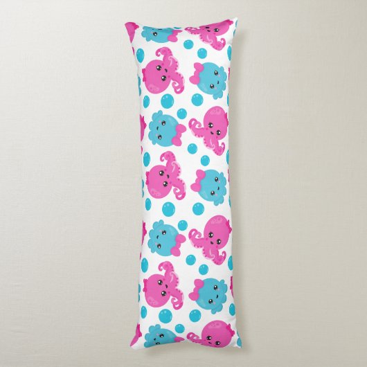 Octopus Pattern, Cute Octopus, Zee Animals Lichaamskussen (Achterkant (Verticaal))