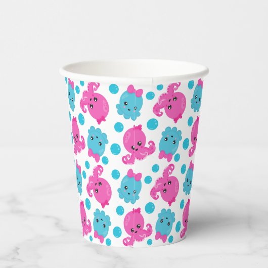 Octopus Pattern, Cute Octopus, Zee Animals Papieren Bekers (Rechts)