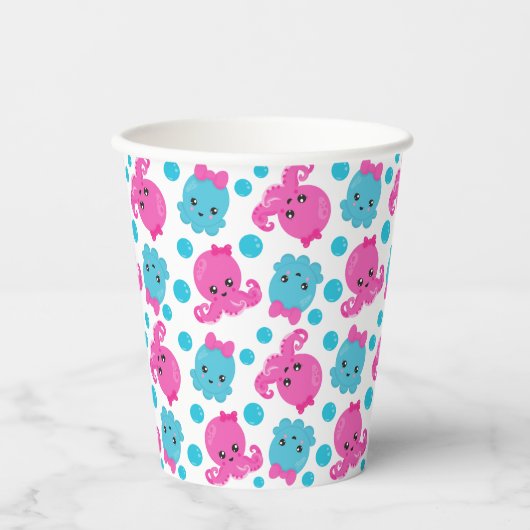 Octopus Pattern, Cute Octopus, Zee Animals Papieren Bekers (Voorkant)