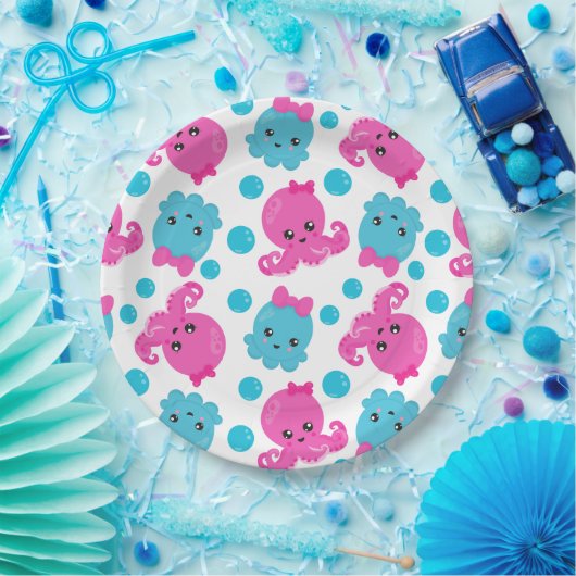 Octopus Pattern, Cute Octopus, Zee Animals Papieren Bordje (Feest)