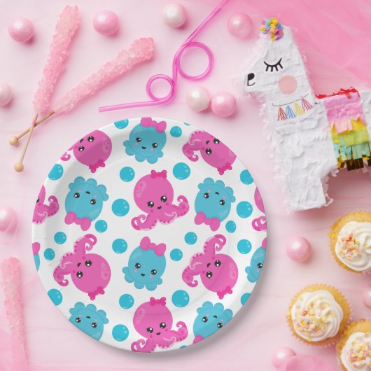 Octopus Pattern, Cute Octopus, Zee Animals Papieren Bordje (Feest)