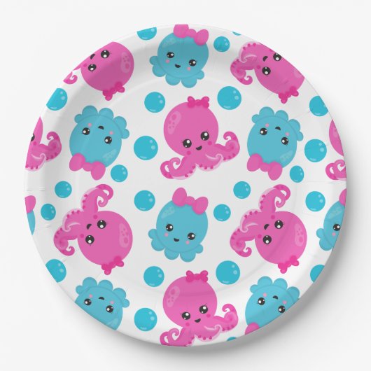 Octopus Pattern, Cute Octopus, Zee Animals Papieren Bordje (Voorkant)