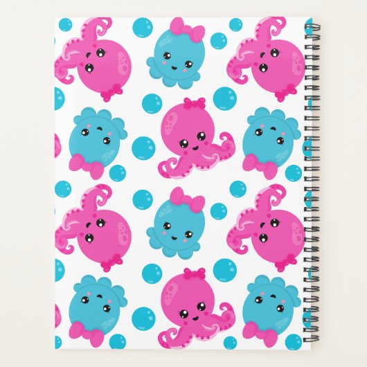 Octopus Pattern, Cute Octopus, Zee Animals Planner (Achterkant)