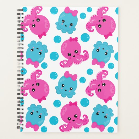 Octopus Pattern, Cute Octopus, Zee Animals Planner (Voorkant)