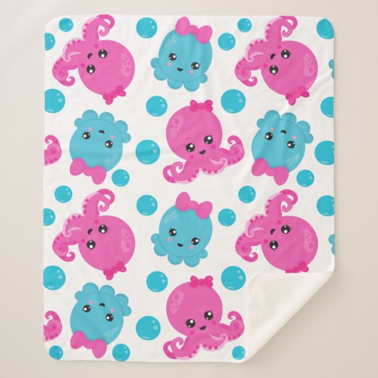 Octopus Pattern, Cute Octopus, Zee Animals Sherpa Deken (Voorkant)