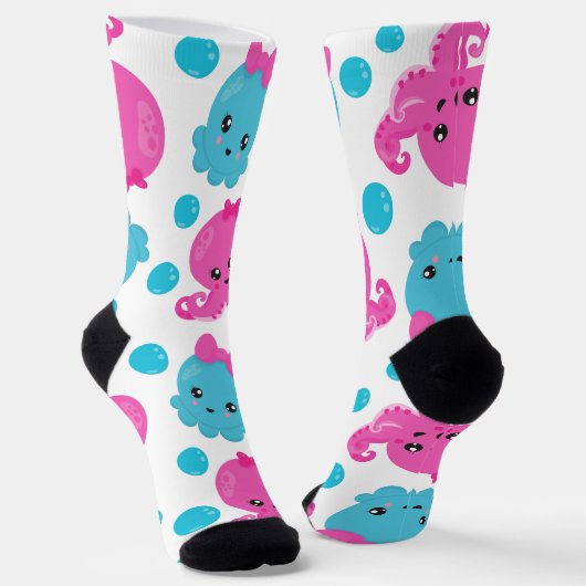 Octopus Pattern, Cute Octopus, Zee Animals Sokken (Gebogen)