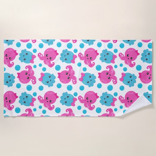 Octopus Pattern, Cute Octopus, Zee Animals Strandlaken (Voorkant)