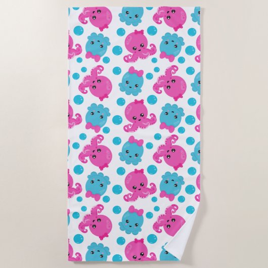 Octopus Pattern, Cute Octopus, Zee Animals Strandlaken (Voorkant)