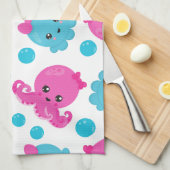 Octopus Pattern, Cute Octopus, Zee Animals Theedoek (Quarter Fold)