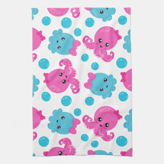 Octopus Pattern, Cute Octopus, Zee Animals Theedoek (Verticaal)
