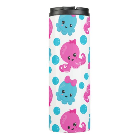 Octopus Pattern, Cute Octopus, Zee Animals Thermosbeker (Achterkant)