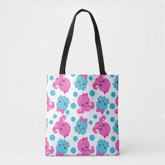 Octopus Pattern, Cute Octopus, Zee Animals Tote Bag (Voorkant)