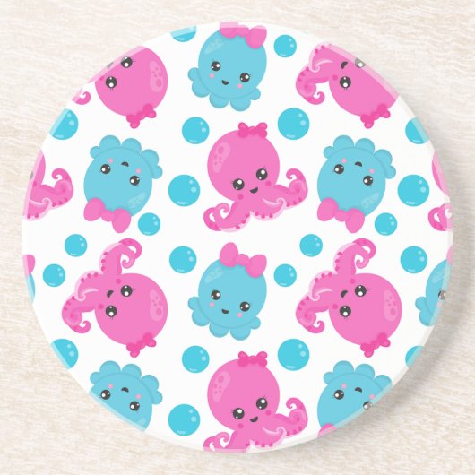 Octopus Pattern, Cute Octopus, Zee Animals Zandsteen Onderzetter (Voorkant)