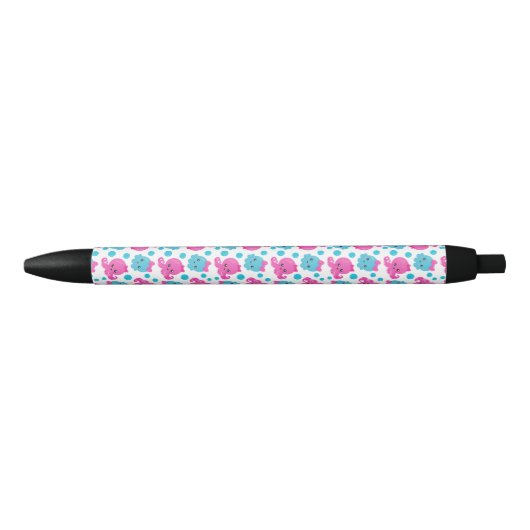 Octopus Pattern, Cute Octopus, Zee Animals Zwarte Inkt Pen (Voorkant)