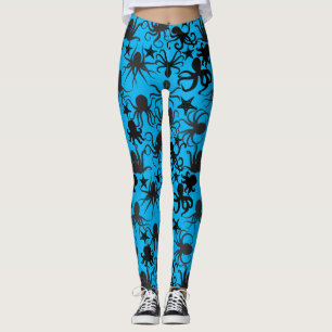 Octopus Pattern.w LBlue BG Leggings
