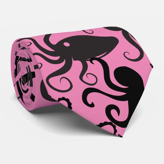 Octopus Pattern.w Pink BG Stropdas (Opgerold)
