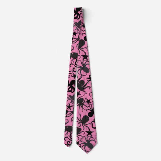Octopus Pattern.w Pink BG Stropdas (Achterkant)