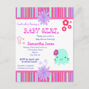 Octopus Pink Baby douwer Invitaties Kaart
