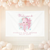 Octopus Pink Waterverf Girl Baby shower Welkom Spandoek