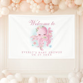 Octopus Pink Waterverf Girl Baby shower Welkom Spandoek