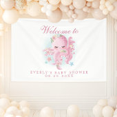 Octopus Pink Waterverf Girl Baby shower Welkom Spandoek