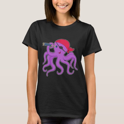 Octopus piraat verrekijker t-shirt (Voorkant)