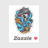 Octopus pirate skull sticker (Vel)