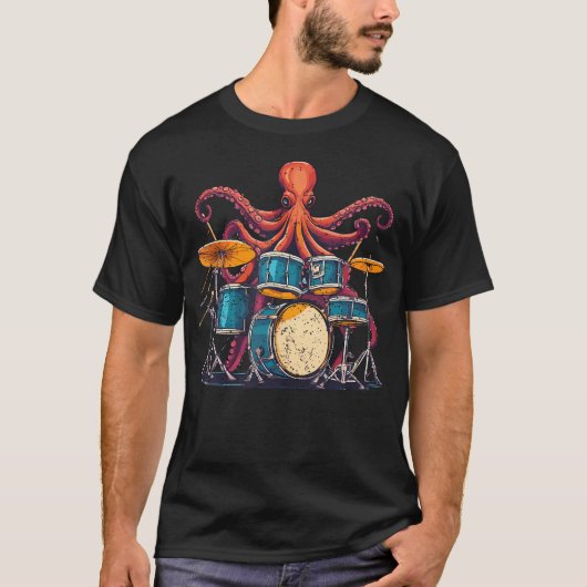Octopus Playing Drums I Drummer Drumming Musician  T-shirt (Voorkant)