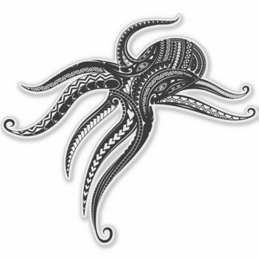 OCTOPUS POLYNESISCH STAMMENBLOK STICKER (Voorkant)