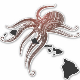 OCTOPUS POLYNESISCHE STAM HAWAII EILANDEN STICKER