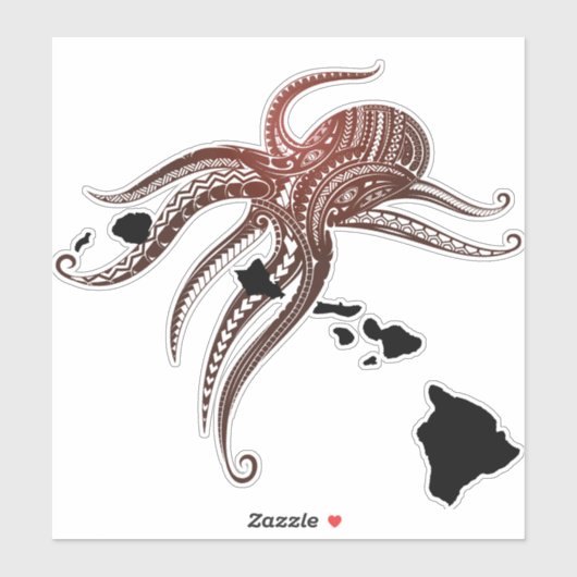 OCTOPUS POLYNESISCHE STAM HAWAII EILANDEN STICKER (Vel)