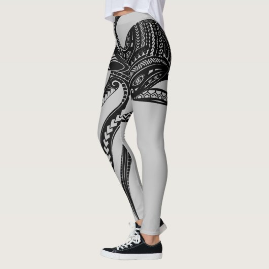 OCTOPUS POLYNESISCHE STAM HAWAII EILANDEN Zwart Leggings (Links)