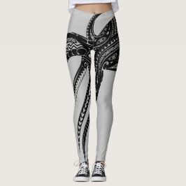 OCTOPUS POLYNESISCHE STAM HAWAII EILANDEN Zwart Leggings