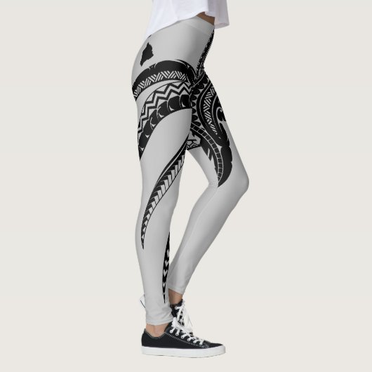 OCTOPUS POLYNESISCHE STAM HAWAII EILANDEN Zwart Leggings (Rechts)