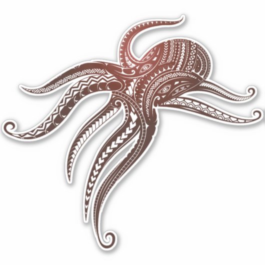 OCTOPUS POLYNESISCHE STAM STICKER (Voorkant)