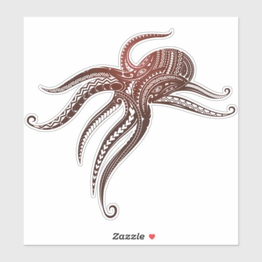 OCTOPUS POLYNESISCHE STAM STICKER (Vel)