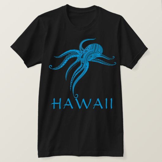 OCTOPUS POLYNESISCHE TRIBAL HAWAII LtBlue T-shirt (Design voorkant)