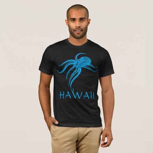 OCTOPUS POLYNESISCHE TRIBAL HAWAII LtBlue T-shirt (Voorkant volledig)