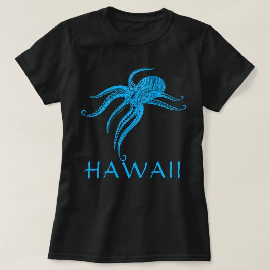 OCTOPUS POLYNESISCHE TRIBAL HAWAII LtBlue T-shirt (Design voorkant)