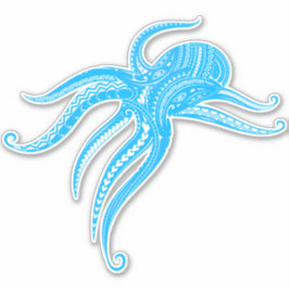 OCTOPUS POLYNESISCHE TRIBAL LTblue Sticker